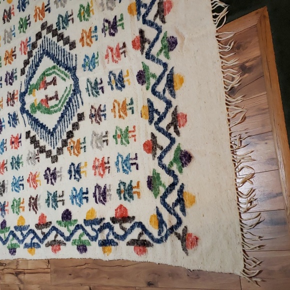 ❤ VINTAGE | Peruvian Wool Blanket Large Heavy Slubby Fringe - Picture 2 of 15